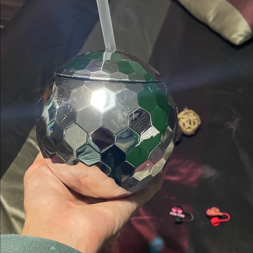Silver Disco Ball Tumbler with Straw - Picture 2 of 3